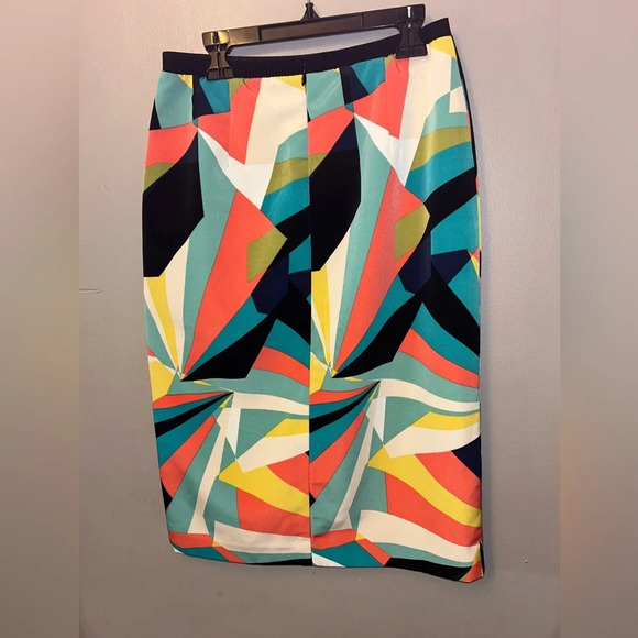 Worthington skirt - multicolored geometric print pencil skirt - Picture 5 of 9